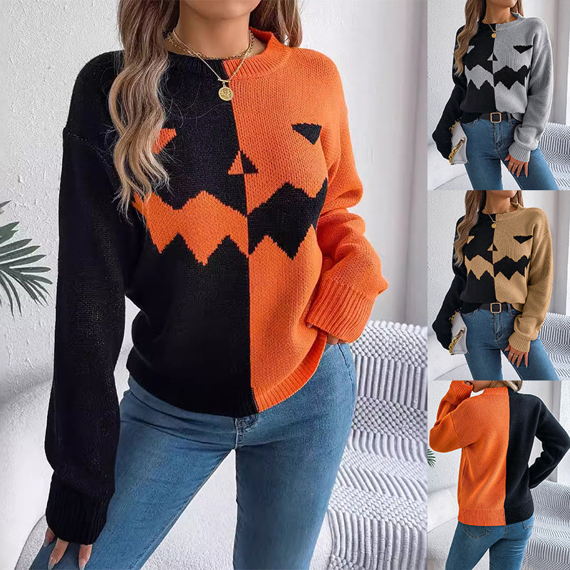 Halloween "Two Face" Pumpkin Pullover Sweater