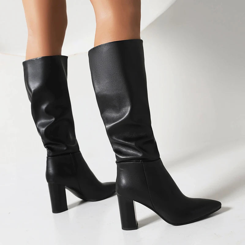 Genuine Leather Knee High Boots