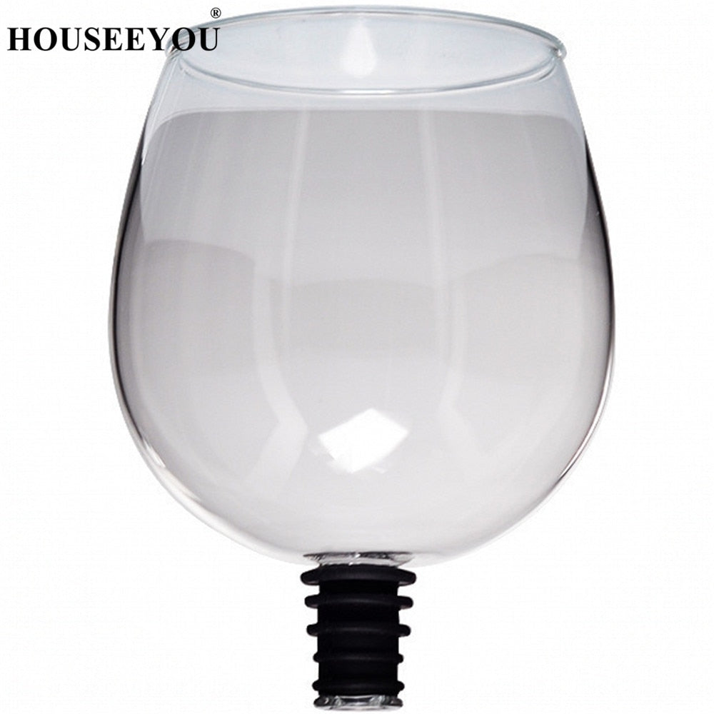Wine/Champagne Glass Cup with Silicone Seal Drink Directly from Bottle