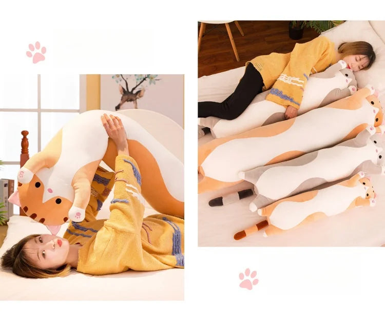 Cute Cat Plush Body Pillow - Creative Kawaii Cartoon