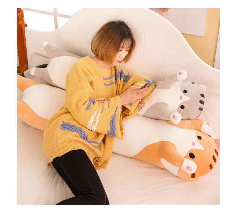 Cute Cat Plush Body Pillow - Creative Kawaii Cartoon