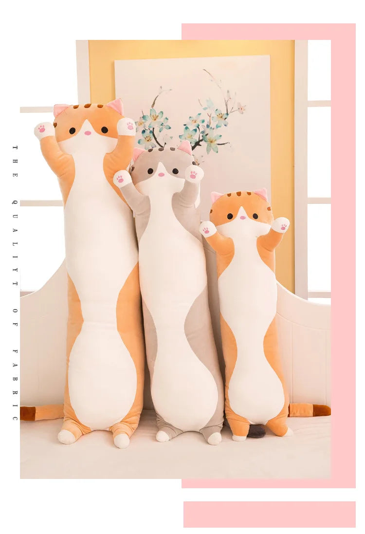 Cute Cat Plush Body Pillow - Creative Kawaii Cartoon