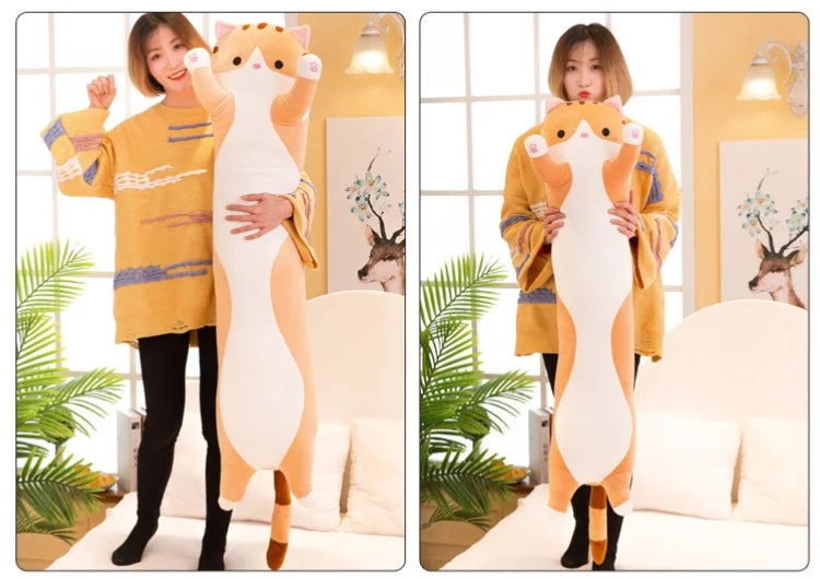 Cute Cat Plush Body Pillow - Creative Kawaii Cartoon
