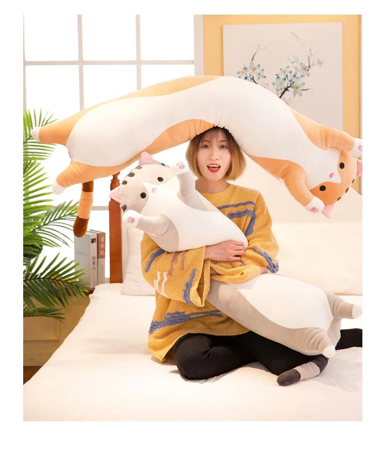 Cute Cat Plush Body Pillow - Creative Kawaii Cartoon
