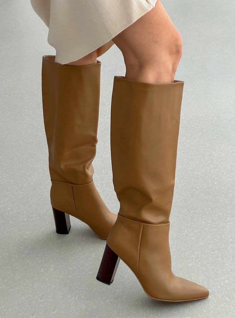 Genuine Leather Knee High Boots