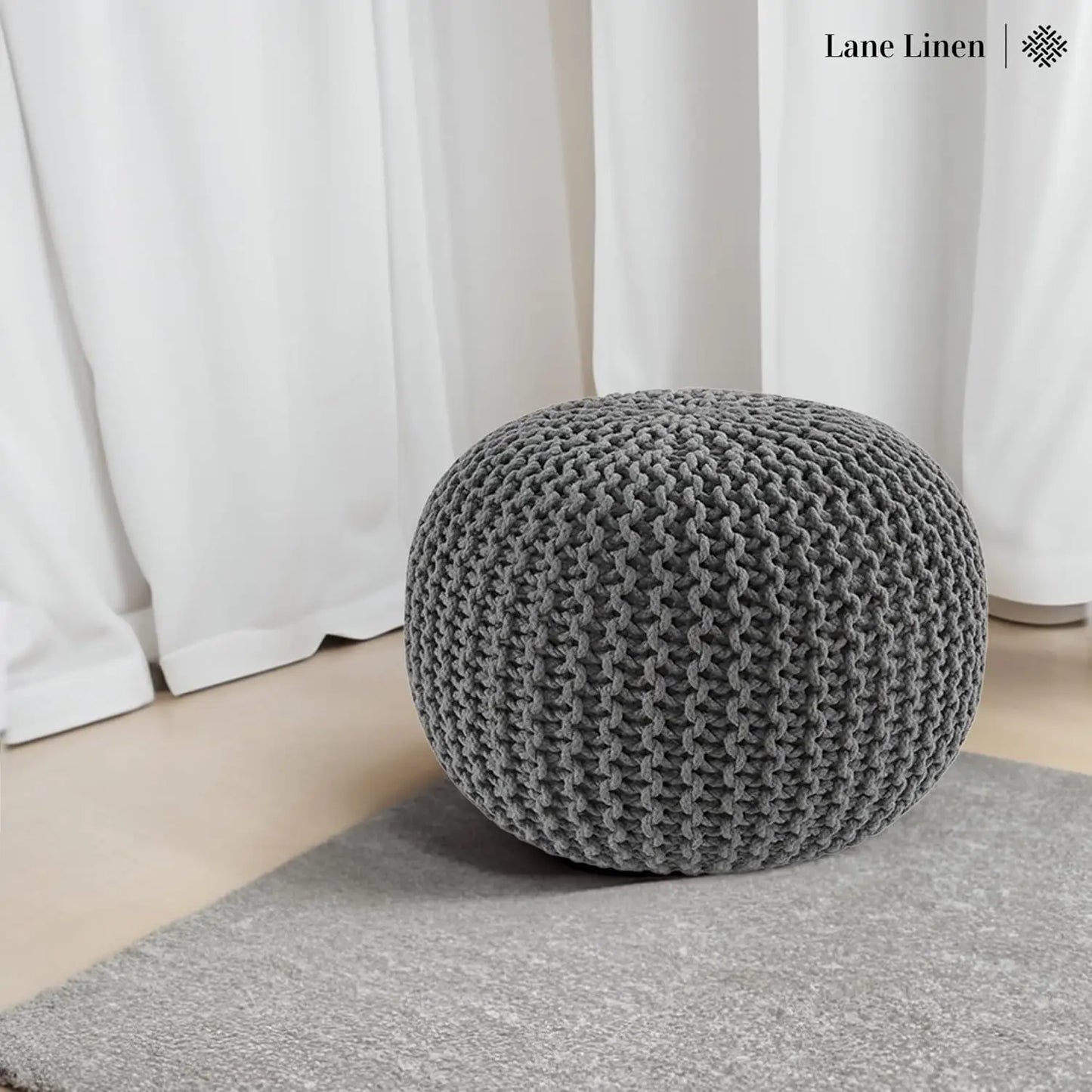 Macramé Ottoman Pouf - Hand Knitted Large Foot Rest