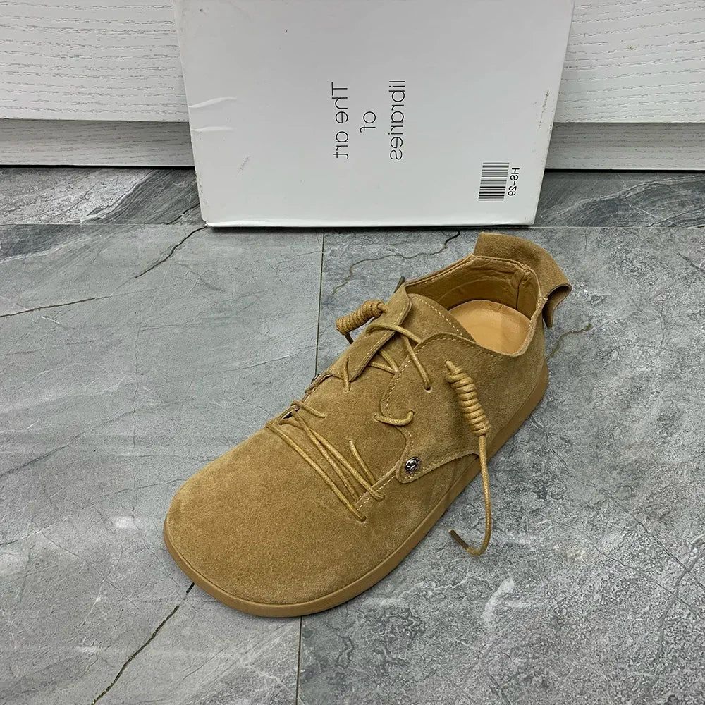Genuine Leather Lace Up Flats