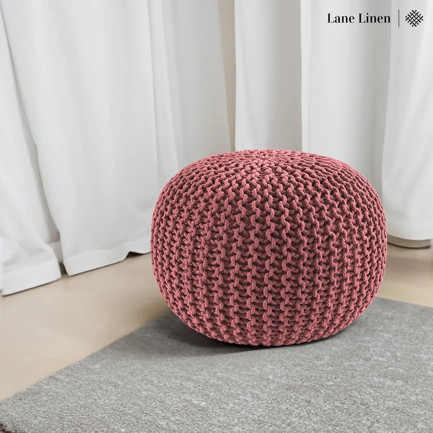 Macramé Ottoman Pouf - Hand Knitted Large Foot Rest