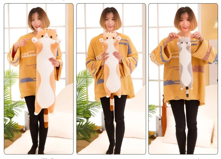 Cute Cat Plush Body Pillow - Creative Kawaii Cartoon