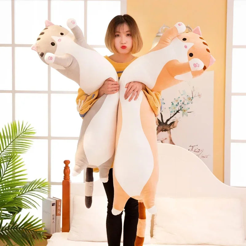 Cute Cat Plush Body Pillow - Creative Kawaii Cartoon