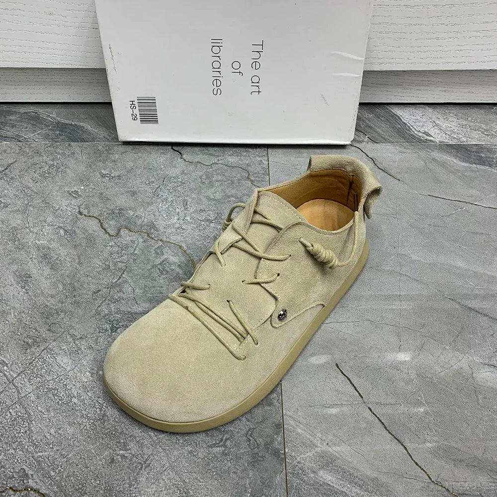 Genuine Leather Lace Up Flats