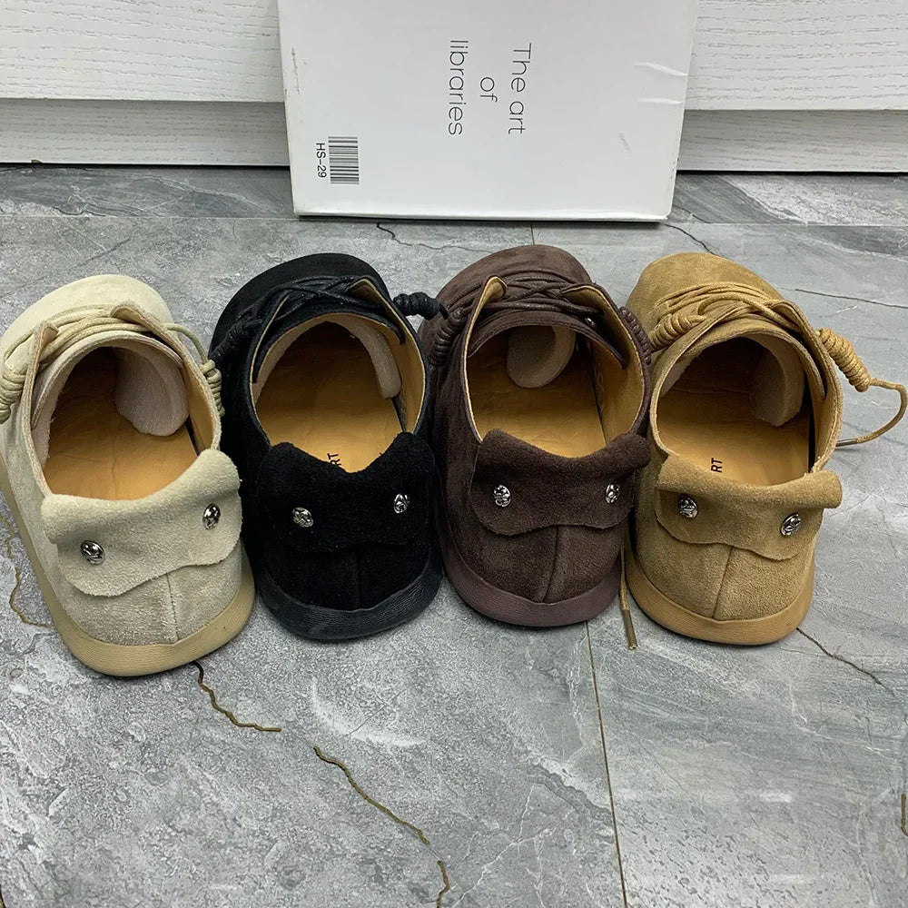 Genuine Leather Lace Up Flats