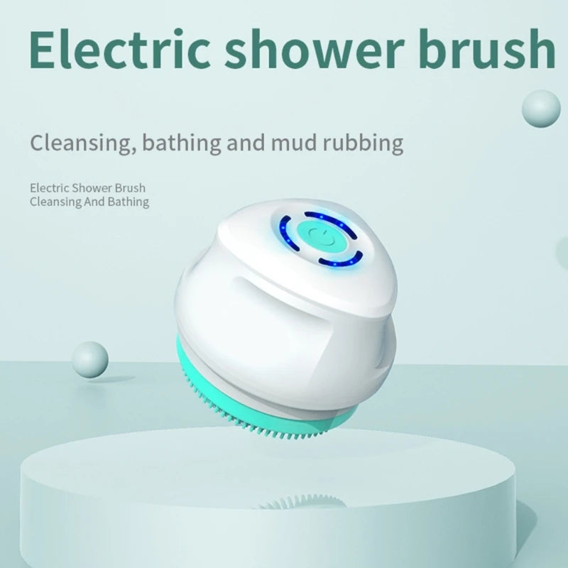 Multifunction Electric Shower Brush Long Handle Bath and Body Brush IP67 Waterproof Exfoliating Body Cleaning Brush