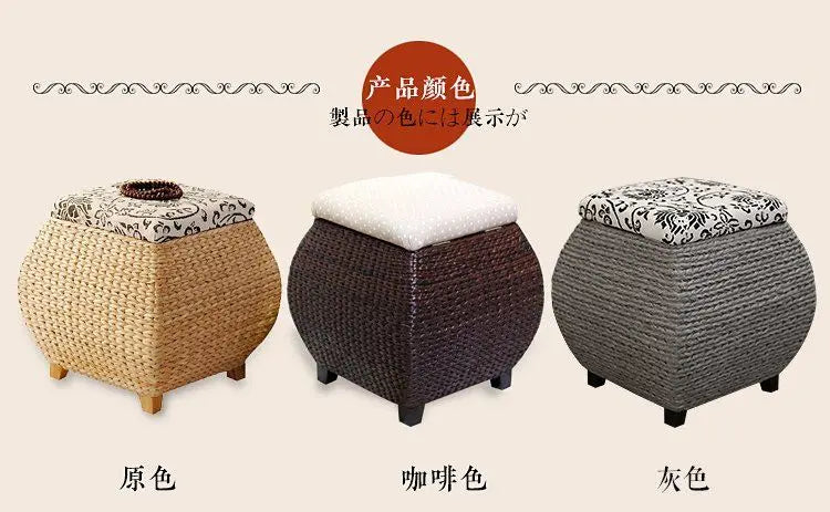 Rattan Wicker Storage Ottoman/Square stool pouf