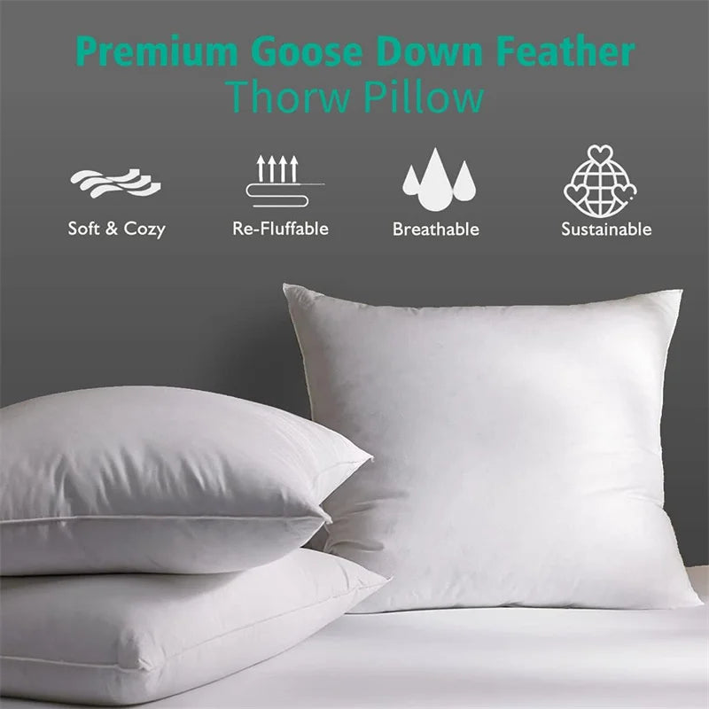 Natural Goose Feather & Down Throw Pillows Insert Bed/Couch/Sofa/Home/Hotel Pillow