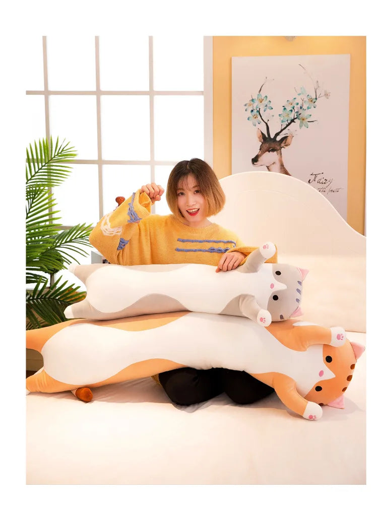 Cute Cat Plush Body Pillow - Creative Kawaii Cartoon