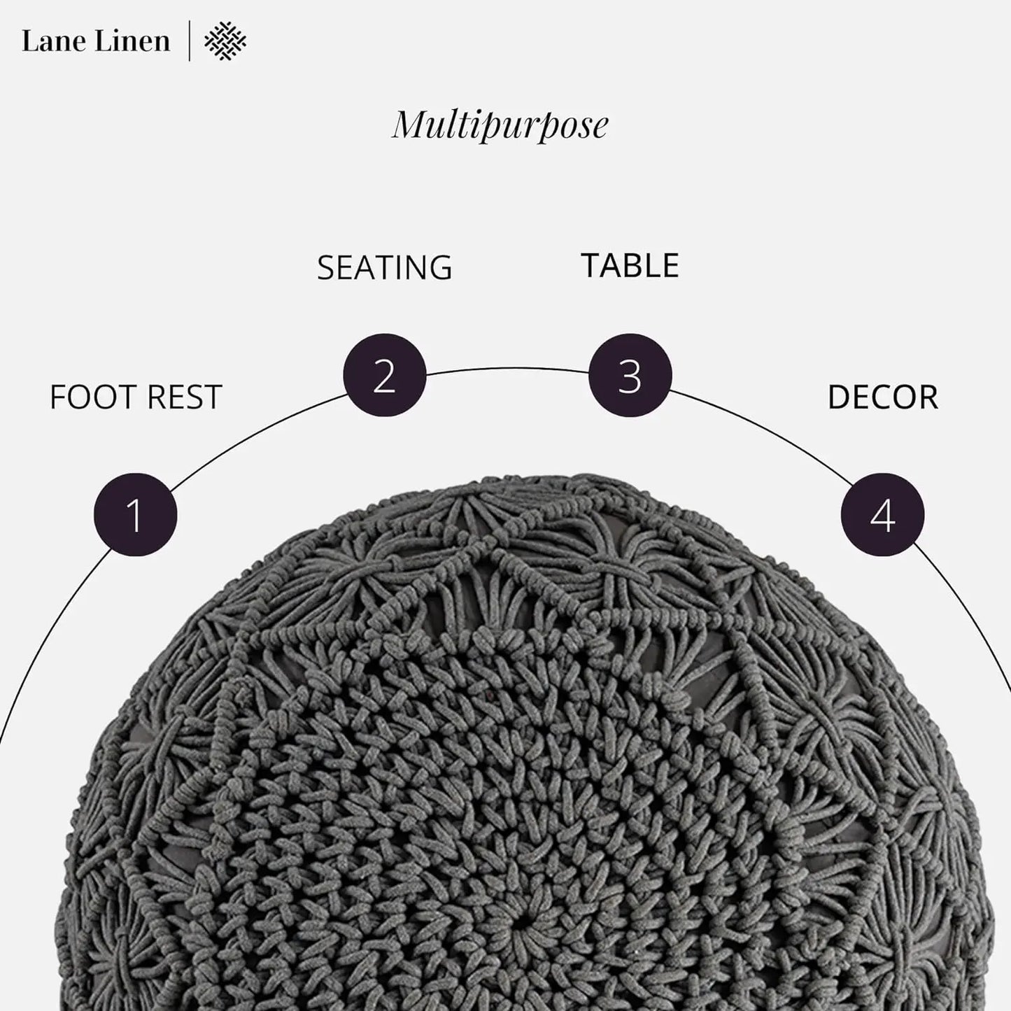 Macramé Ottoman Pouf - Hand Knitted Large Foot Rest