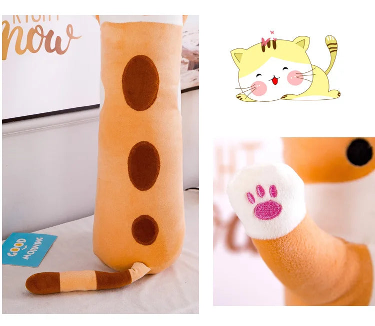 Cute Cat Plush Body Pillow - Creative Kawaii Cartoon