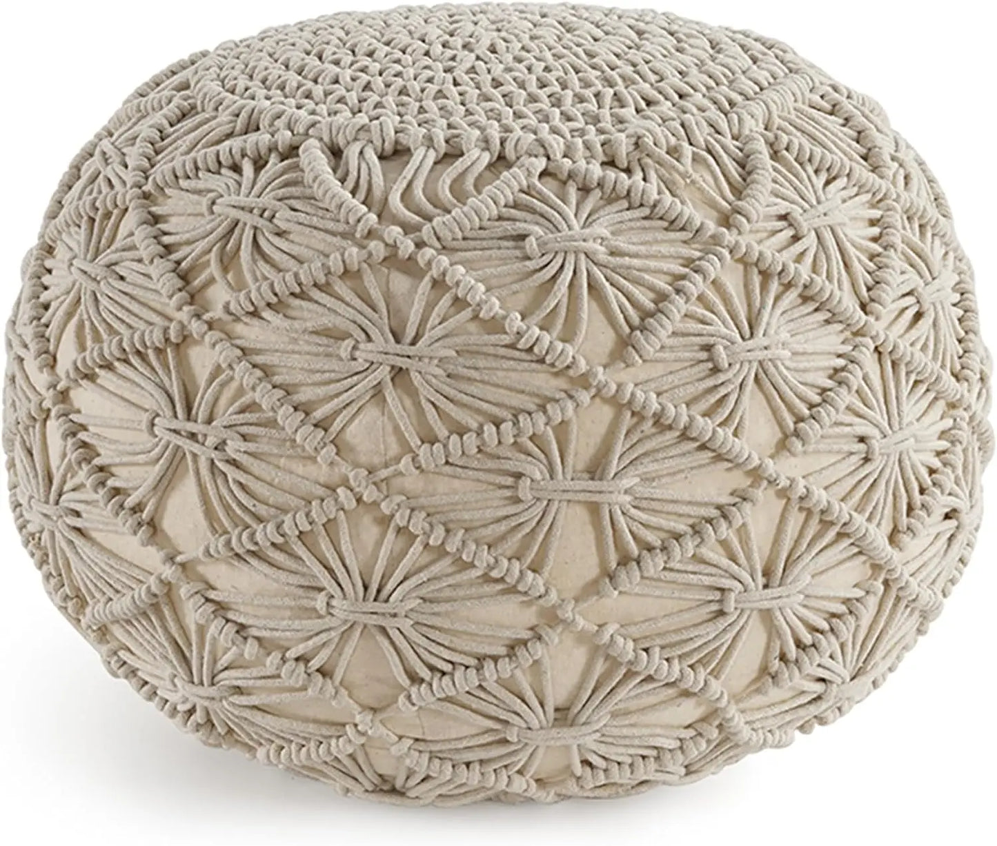 Macramé Ottoman Pouf - Hand Knitted Large Foot Rest