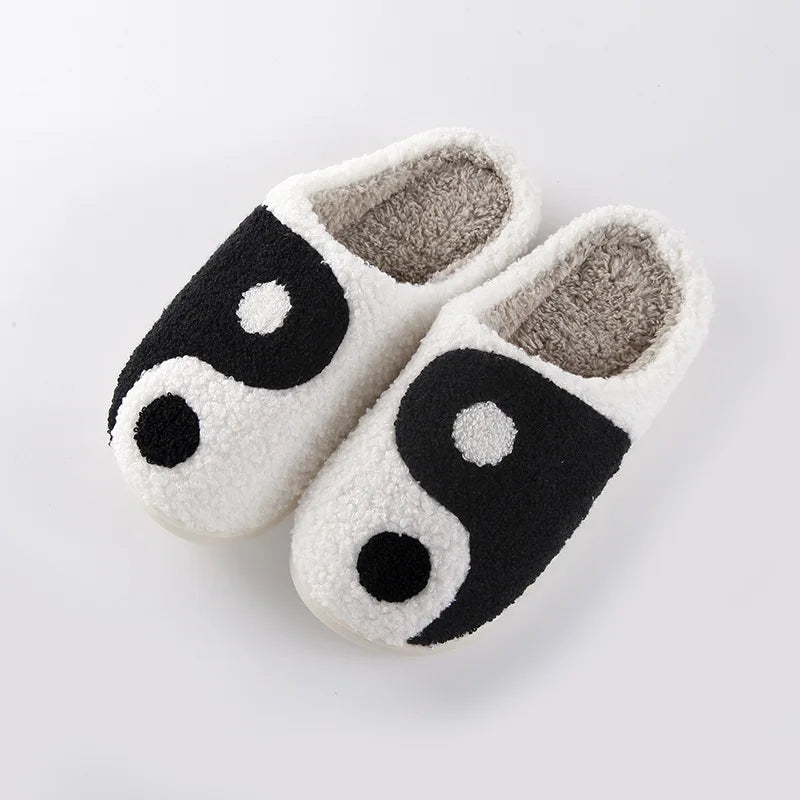 Fluffy Ying/Yang Platform Slippers
