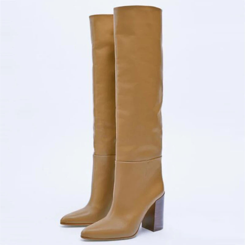 Genuine Leather Knee High Boots