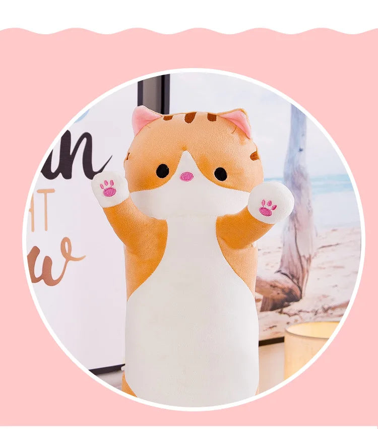 Cute Cat Plush Body Pillow - Creative Kawaii Cartoon