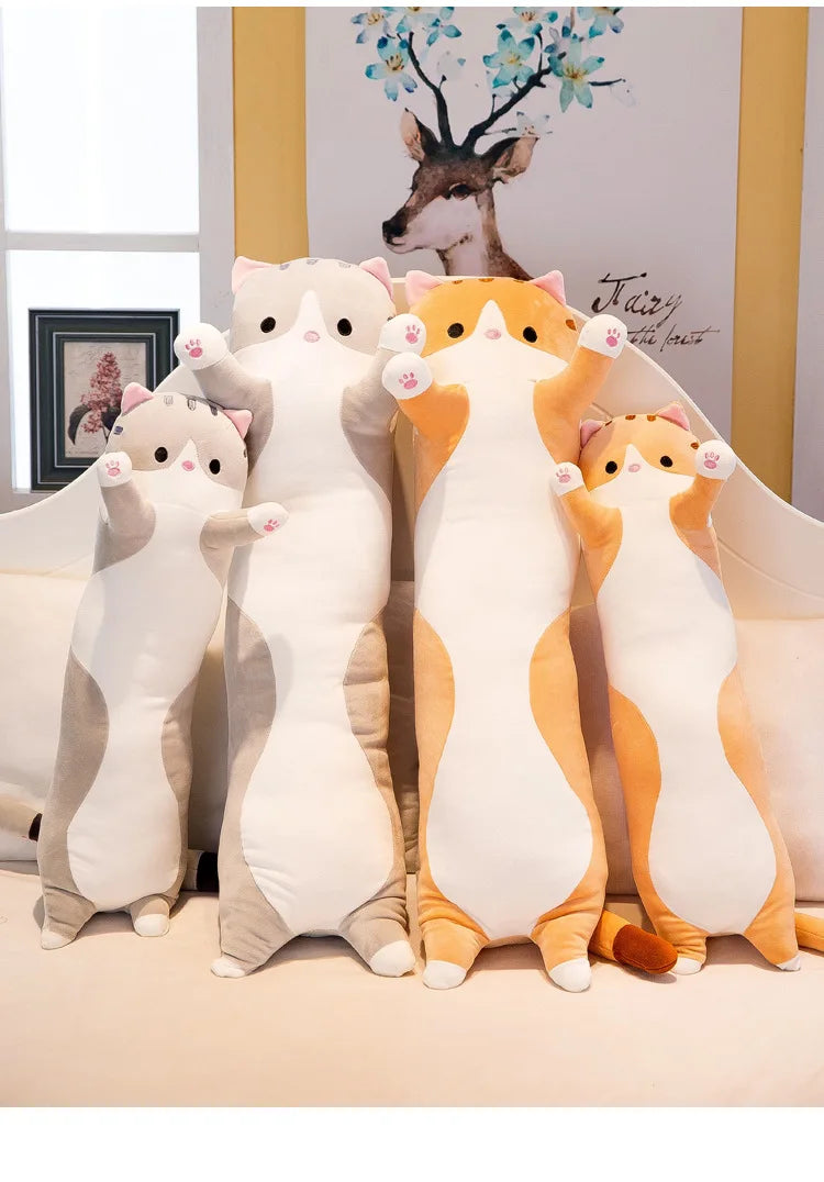 Cute Cat Plush Body Pillow - Creative Kawaii Cartoon