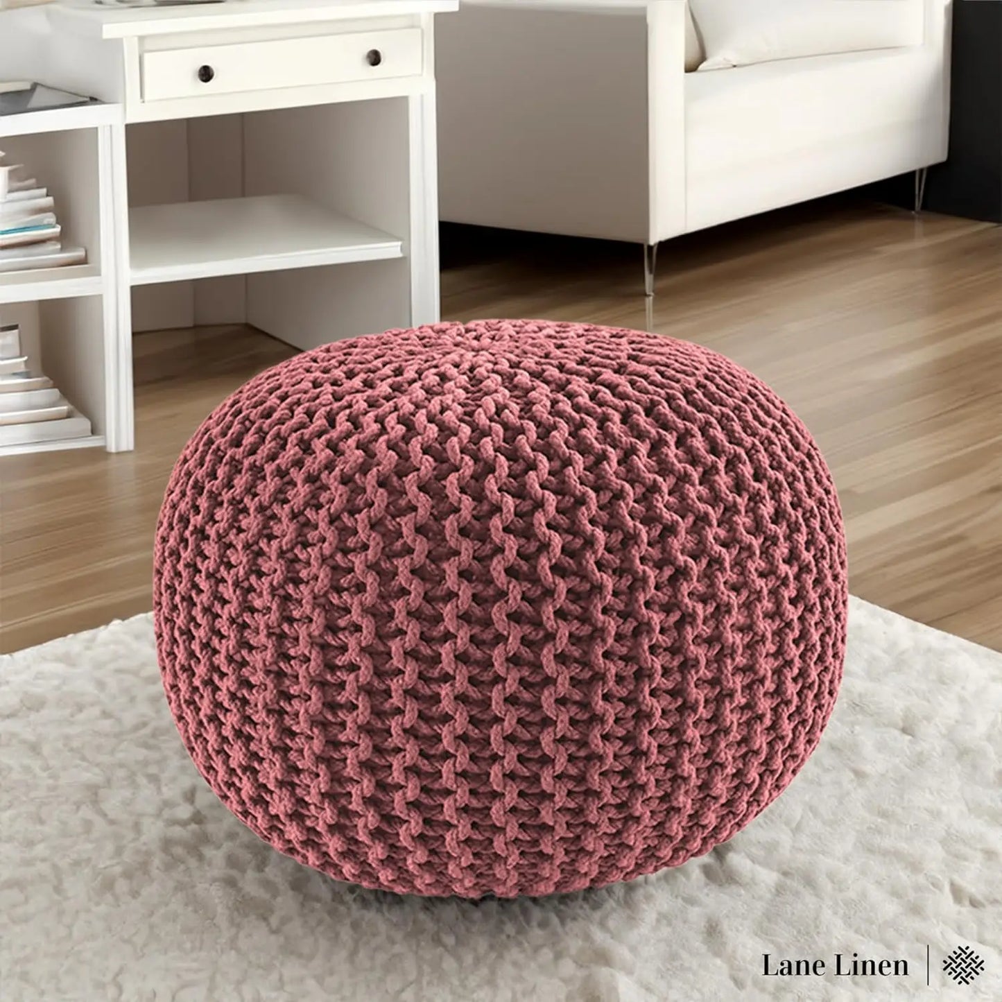 Macramé Ottoman Pouf - Hand Knitted Large Foot Rest