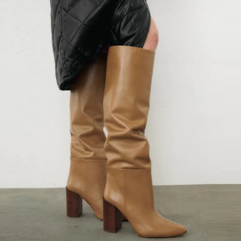 Genuine Leather Knee High Boots
