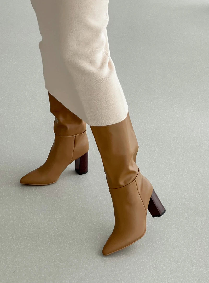 Genuine Leather Knee High Boots