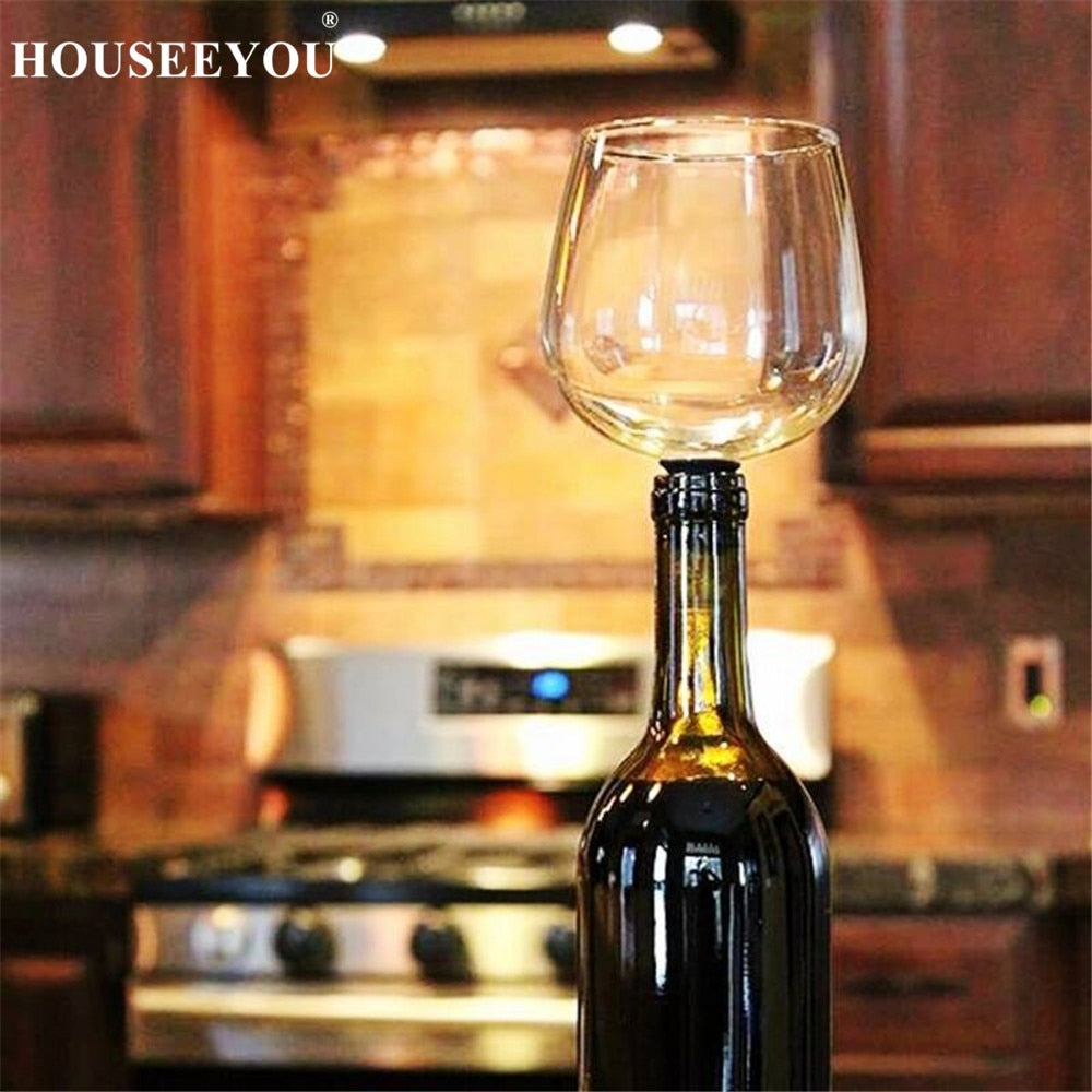Wine/Champagne Glass Cup with Silicone Seal Drink Directly from Bottle