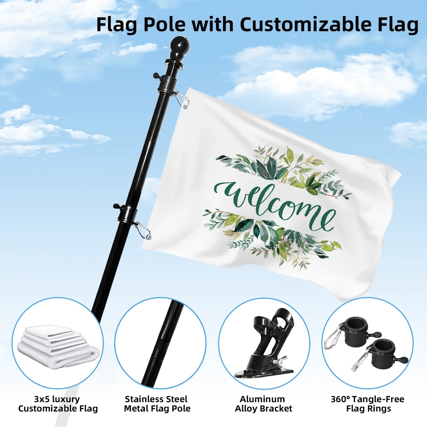 All Weather Stainless House Flagpole