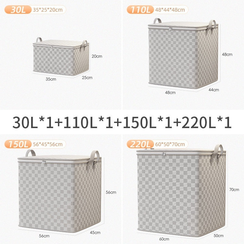 Chessboard Grid Moving Finishing Large Capacity Clothing Storage Bag