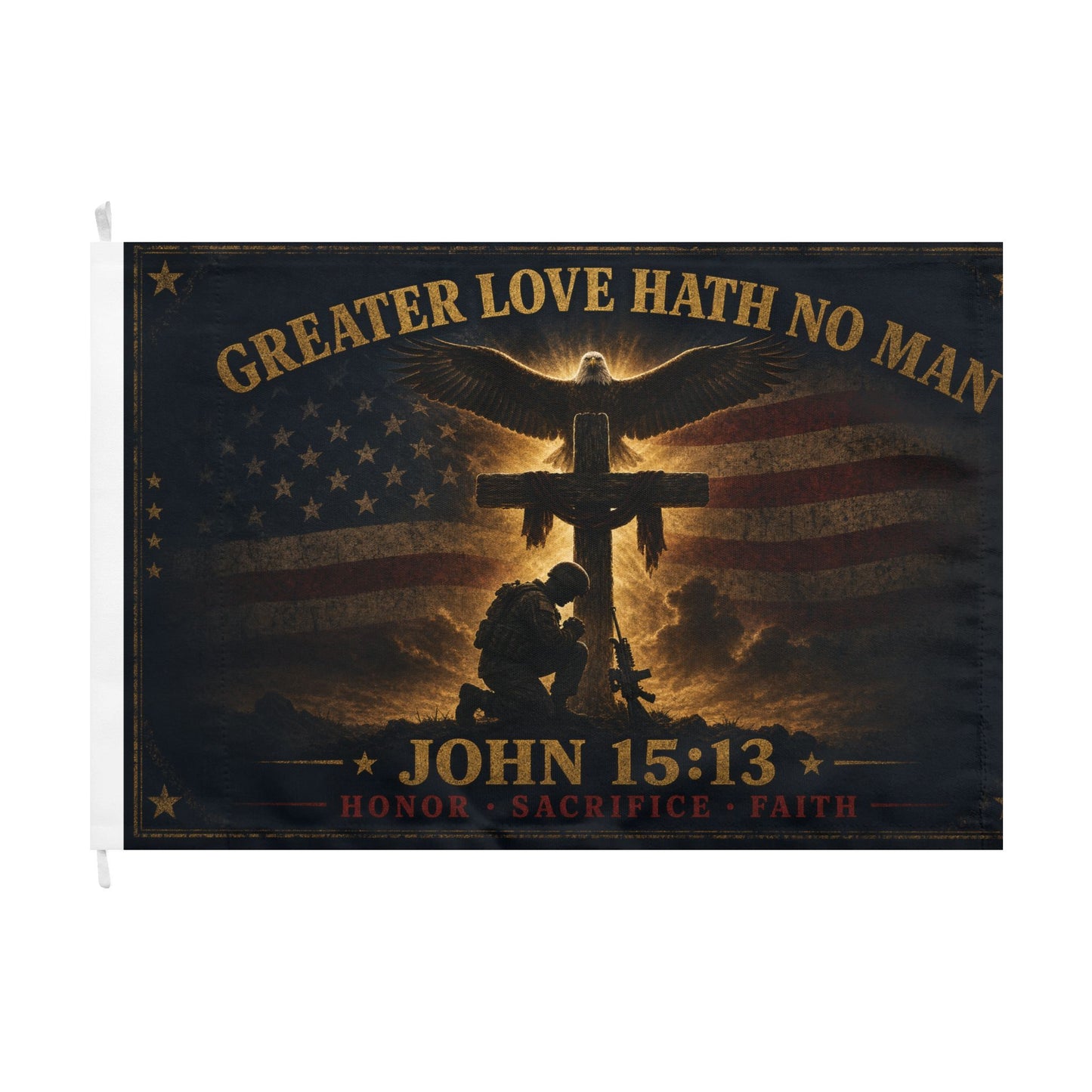 Flag - "Greater Love Hath No Man" John 15:13 Military Memorial Double-Sided Flag