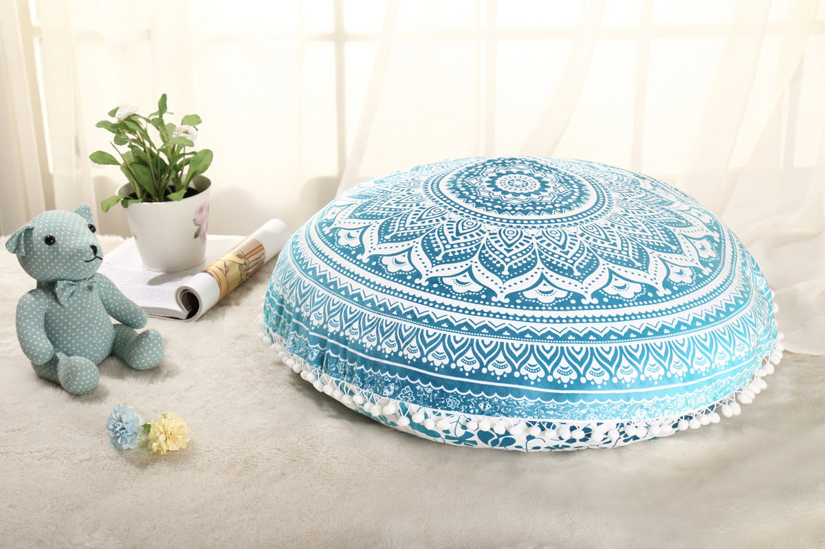 Colorful Mandala Floor Pillows Ottoman Round Bohemian Meditation Pouf