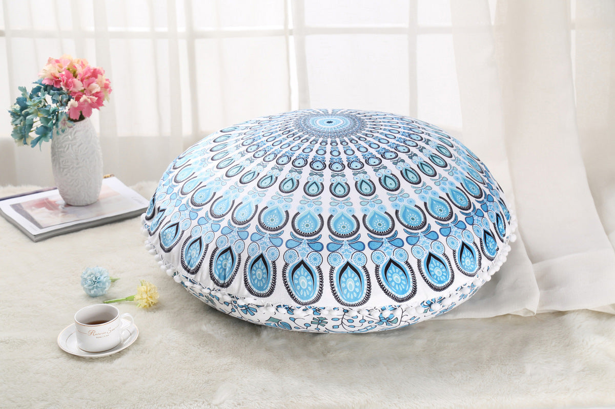 Colorful Mandala Floor Pillows Ottoman Round Bohemian Meditation Pouf