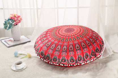 Colorful Mandala Floor Pillows Ottoman Round Bohemian Meditation Pouf