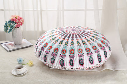 Colorful Mandala Floor Pillows Ottoman Round Bohemian Meditation Pouf