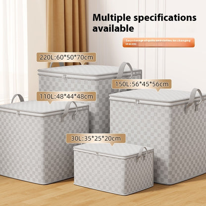 Chessboard Grid Moving Finishing Large Capacity Clothing Storage Bag