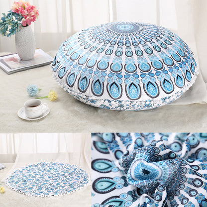 Colorful Mandala Floor Pillows Ottoman Round Bohemian Meditation Pouf