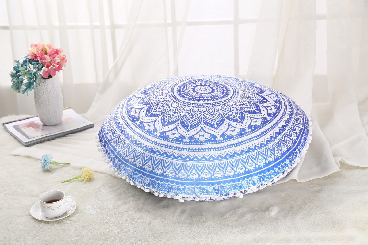 Colorful Mandala Floor Pillows Ottoman Round Bohemian Meditation Pouf