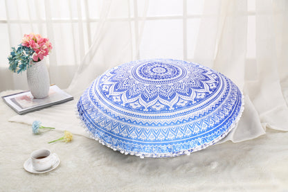 Colorful Mandala Floor Pillows Ottoman Round Bohemian Meditation Pouf