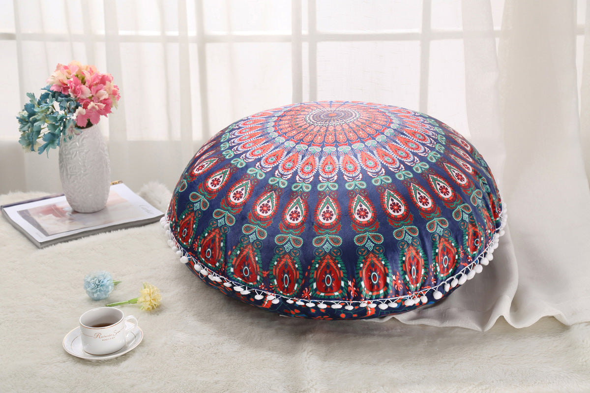 Colorful Mandala Floor Pillows Ottoman Round Bohemian Meditation Pouf