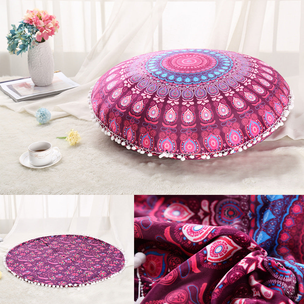 Colorful Mandala Floor Pillows Ottoman Round Bohemian Meditation Pouf