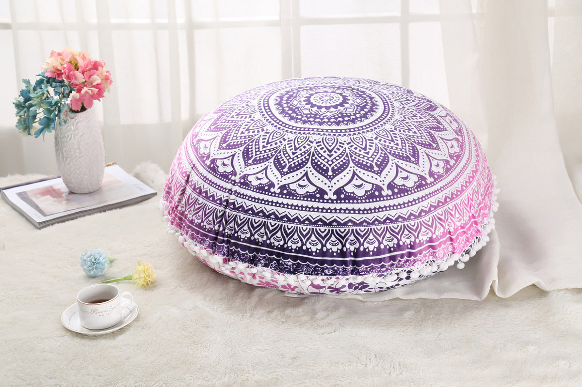 Colorful Mandala Floor Pillows Ottoman Round Bohemian Meditation Pouf