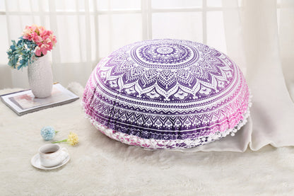 Colorful Mandala Floor Pillows Ottoman Round Bohemian Meditation Pouf