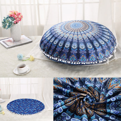 Colorful Mandala Floor Pillows Ottoman Round Bohemian Meditation Pouf
