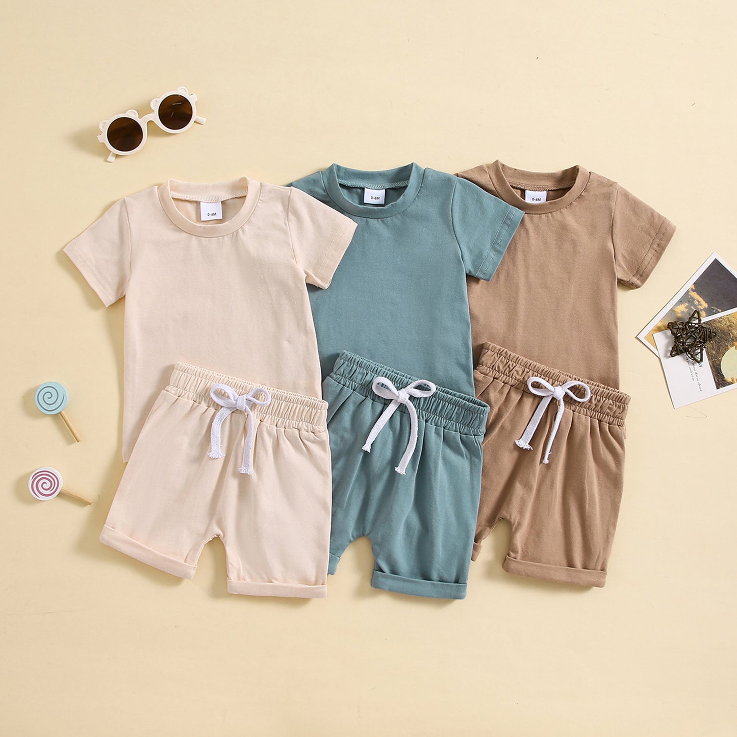 Boys' and Girls' Short-Sleeved Shorts Set