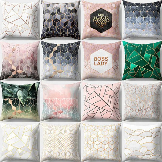Geometric Printed Pillow Case Polyester Throw Pillow Cases 45x45cm