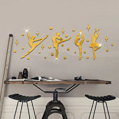3D Acrylic Mirror Surface Wall Sticker - Ballet Dancer